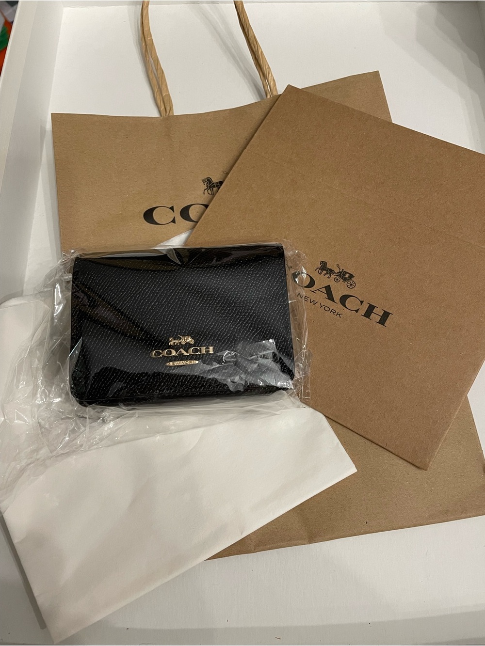 Coach Black Mini wallet with Gold Chain  nwt all inclusive